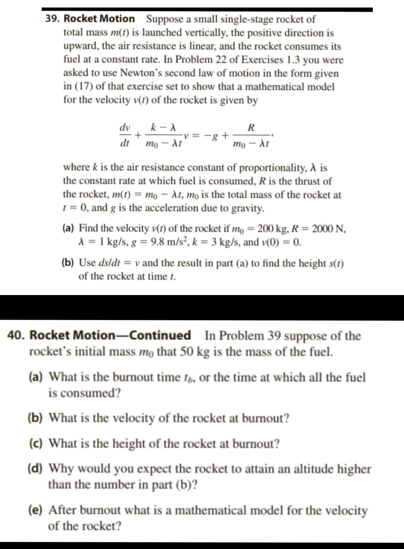 39. Rocket Motion Suppose a small | StudyX