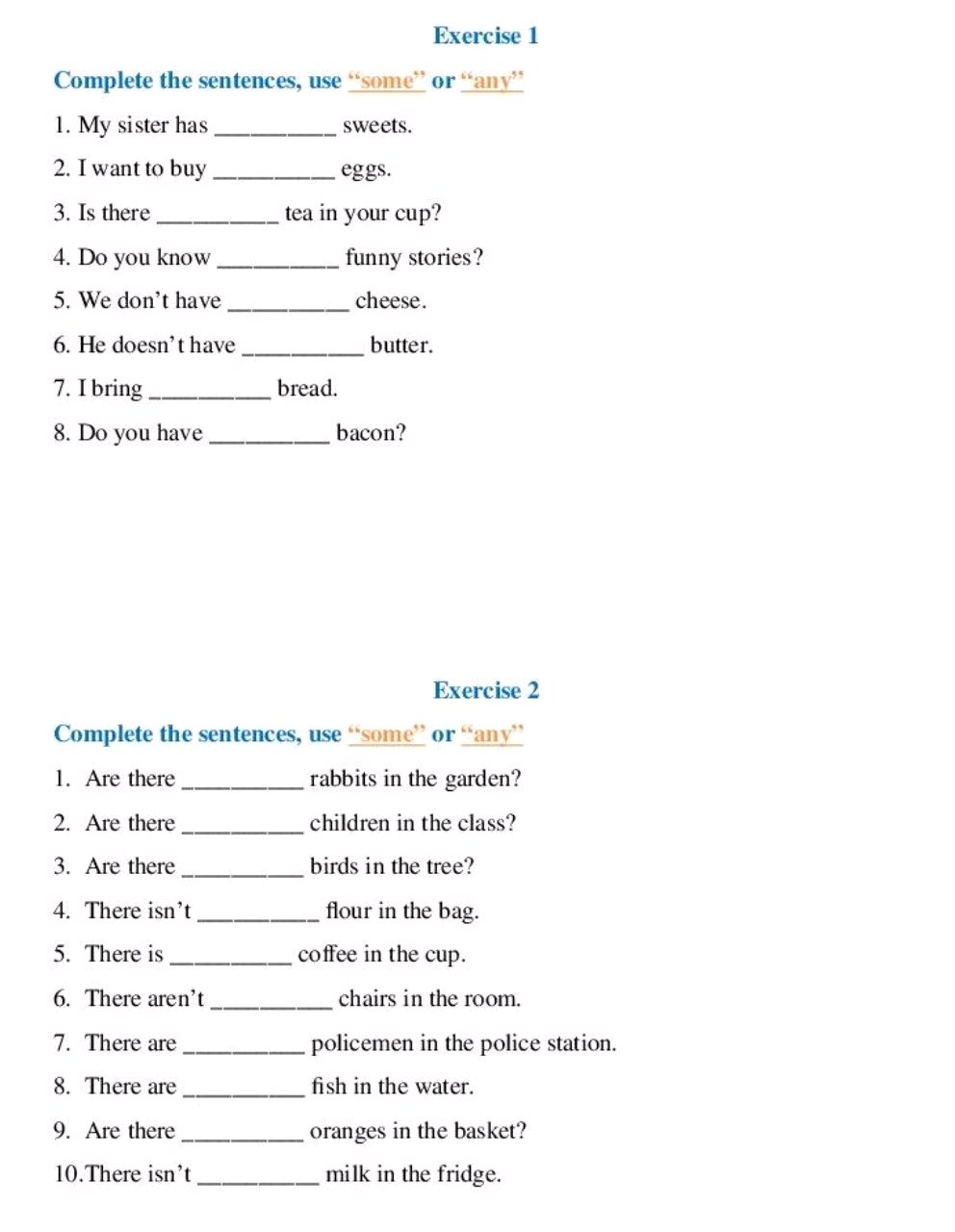 Exercise 1 Complete the sentences, use | StudyX
