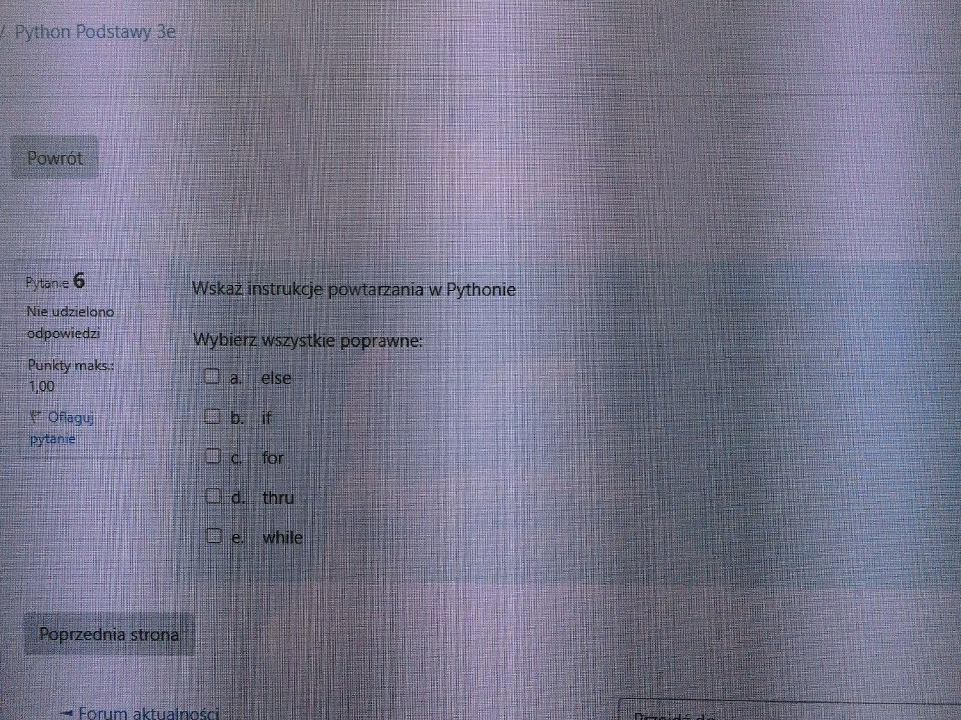 Wskaż instrukcje powtarzania w Pythonie | StudyX