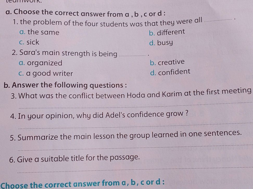 a. Choose the correct answer from a, b, c or | StudyX