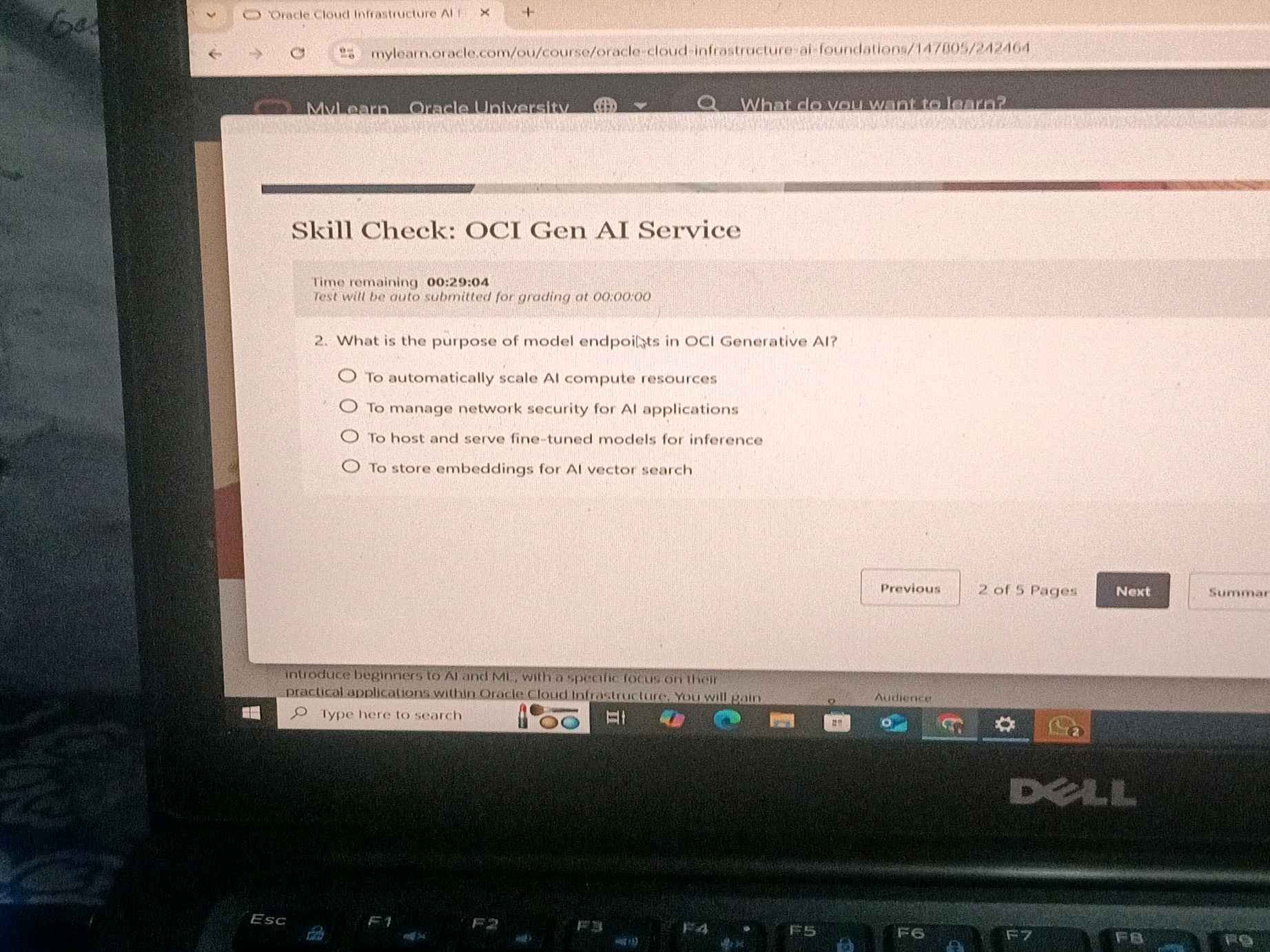 2. What is the purpose of model endpoints in | StudyX