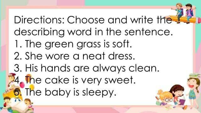 Directions: Choose and write the describing | StudyX