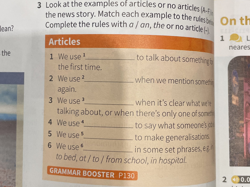Look at the examples of articles or no | StudyX