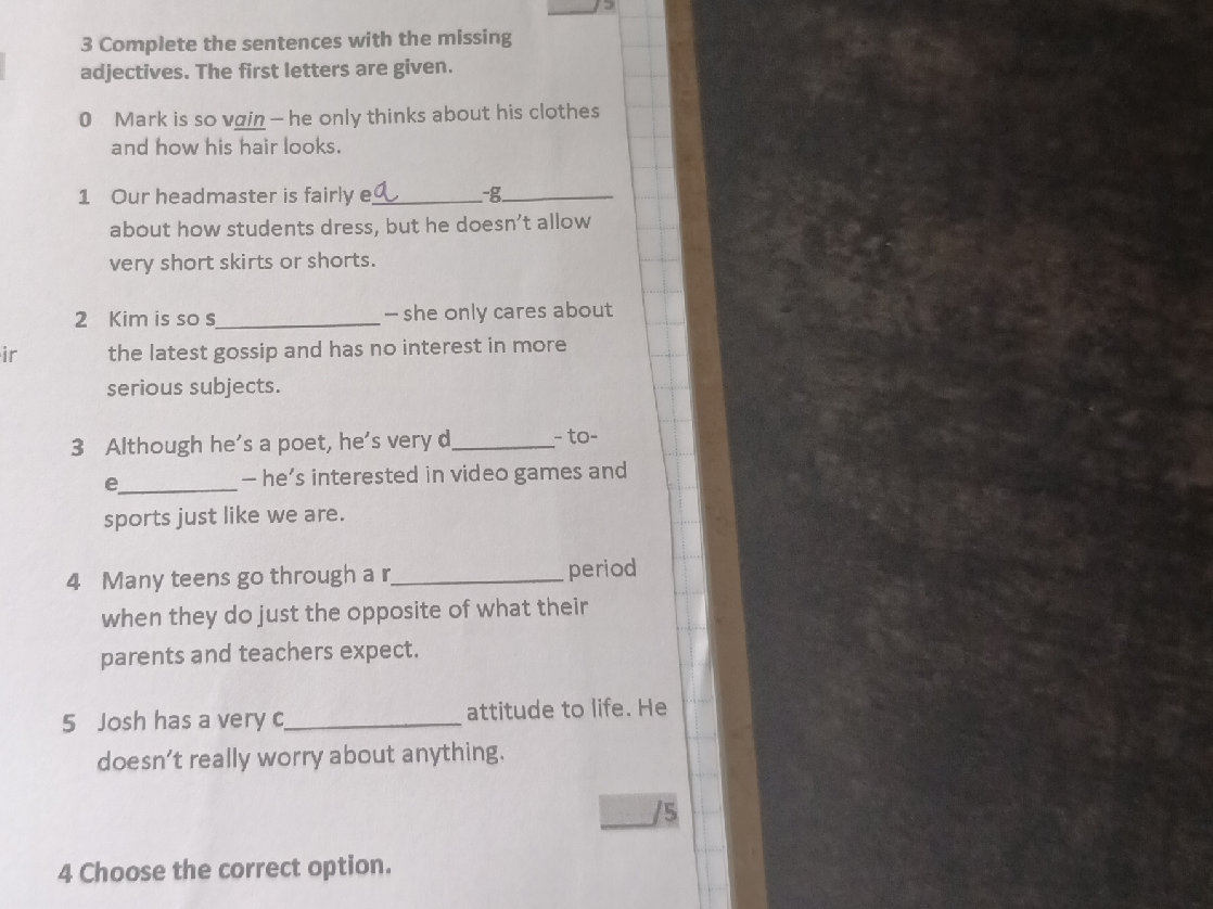 Complete the sentences with the missing | StudyX