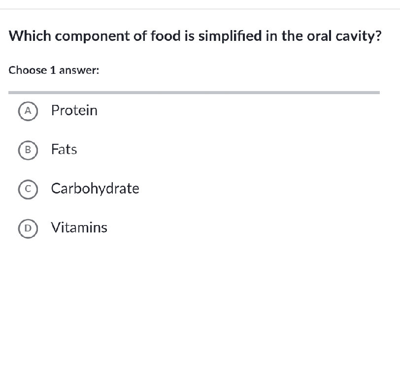 Which component of food is simplified in the | StudyX