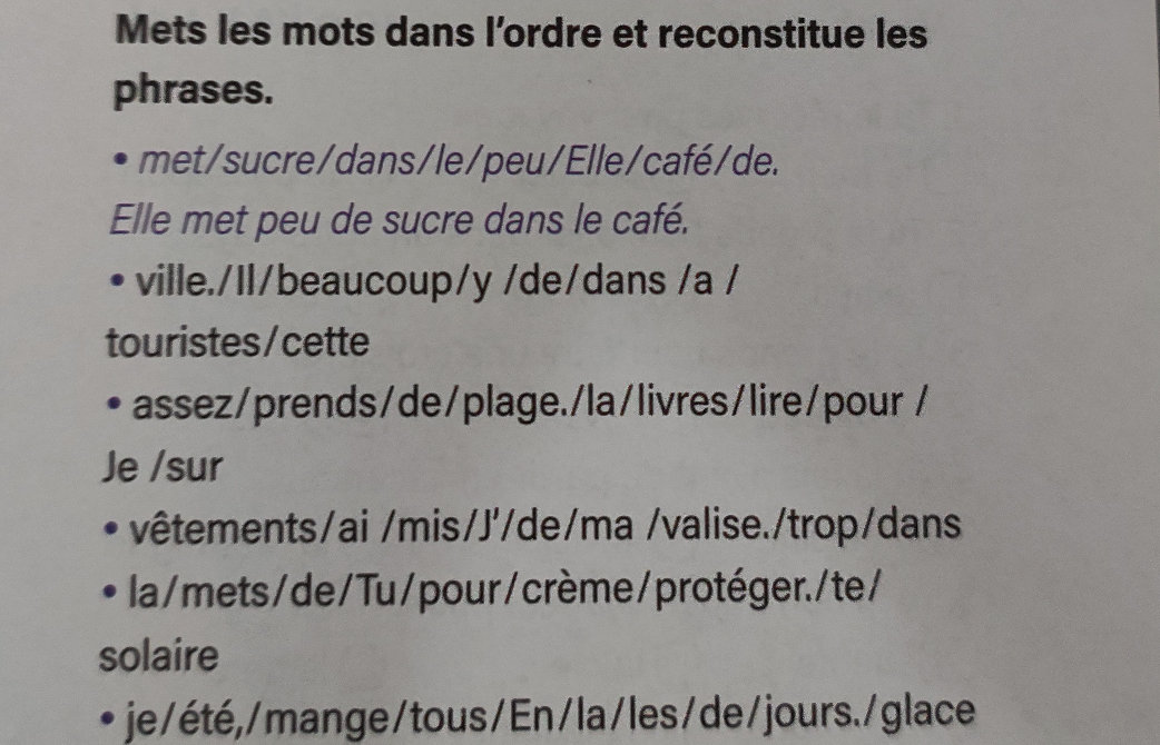 Mets les mots dans l'ordre et reconstitue | StudyX