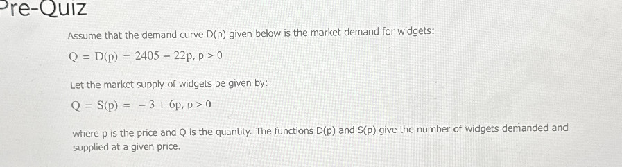 Round Negative Numbers Assume that the demand curve $D(p)$ given