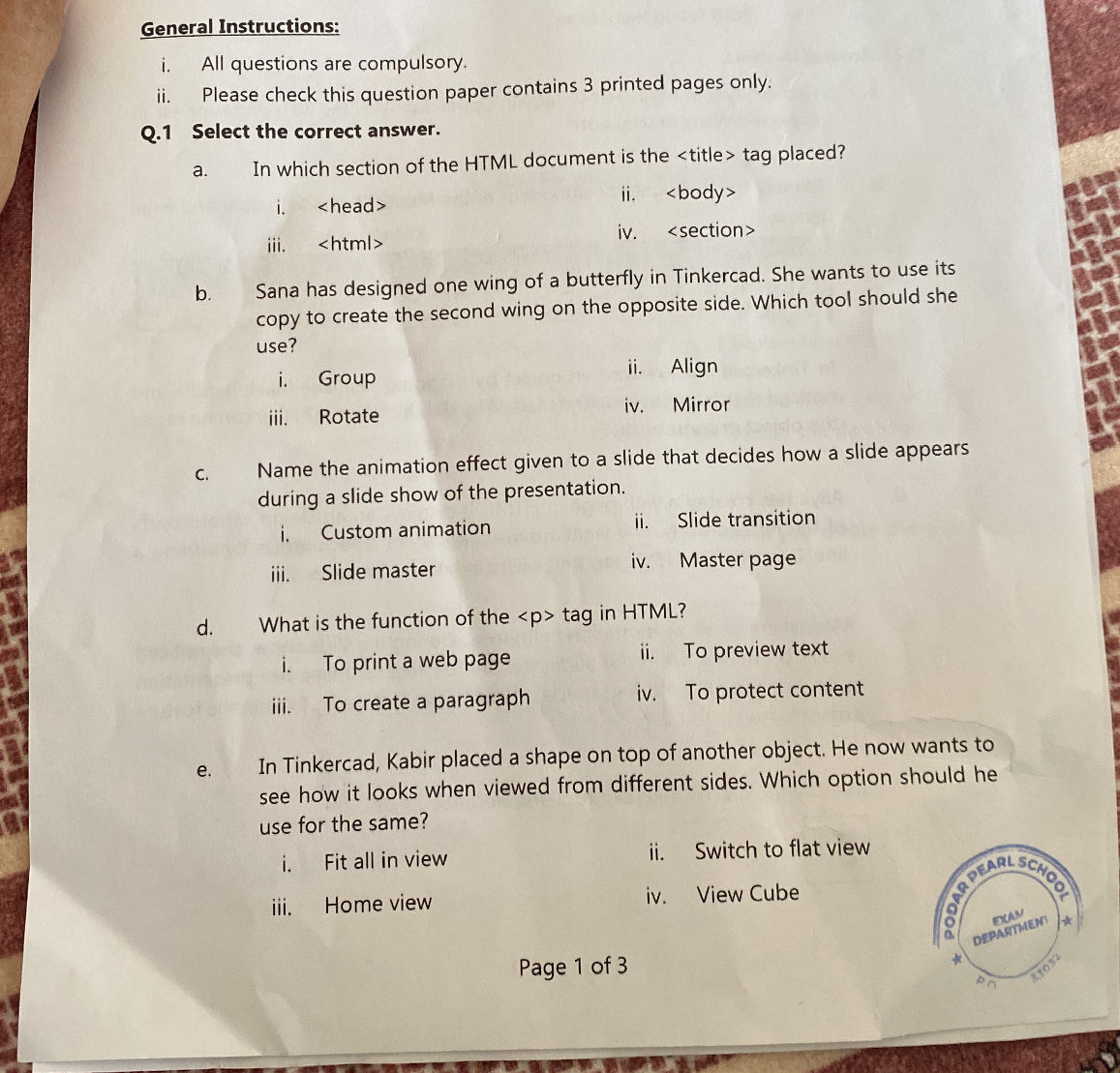 Select the correct answer. a. In which | StudyX