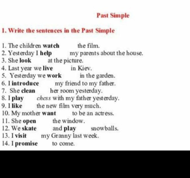 1. Write the sentences in the Past Simple | StudyX