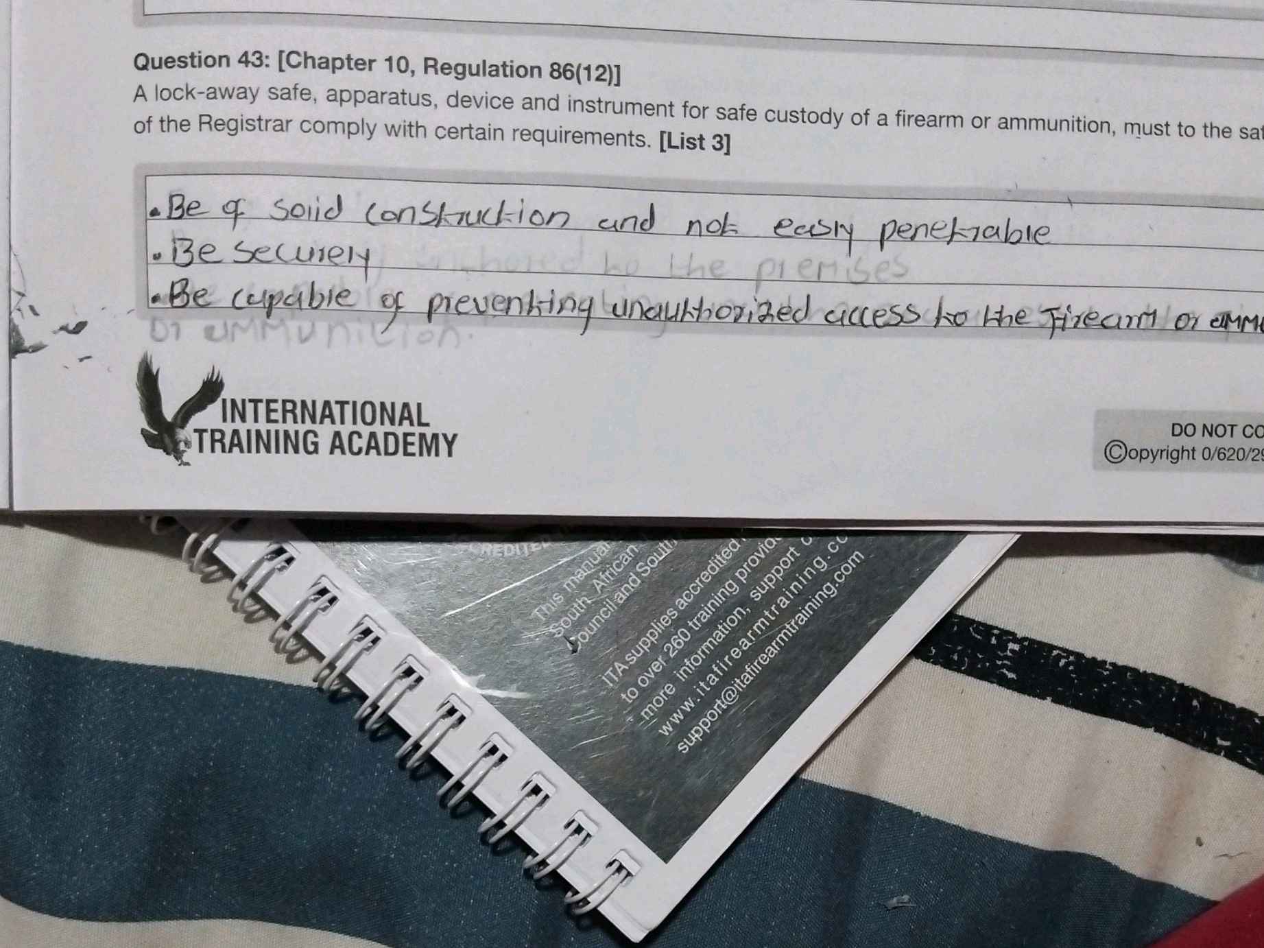 Question 43: [Chapter 10, Regulation 86(12)]
