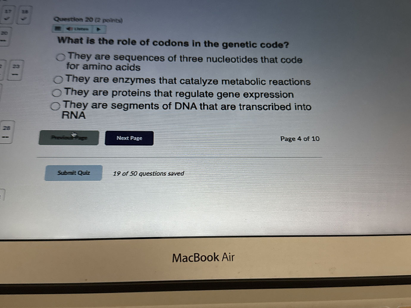 What is the role of codons in the genetic | StudyX