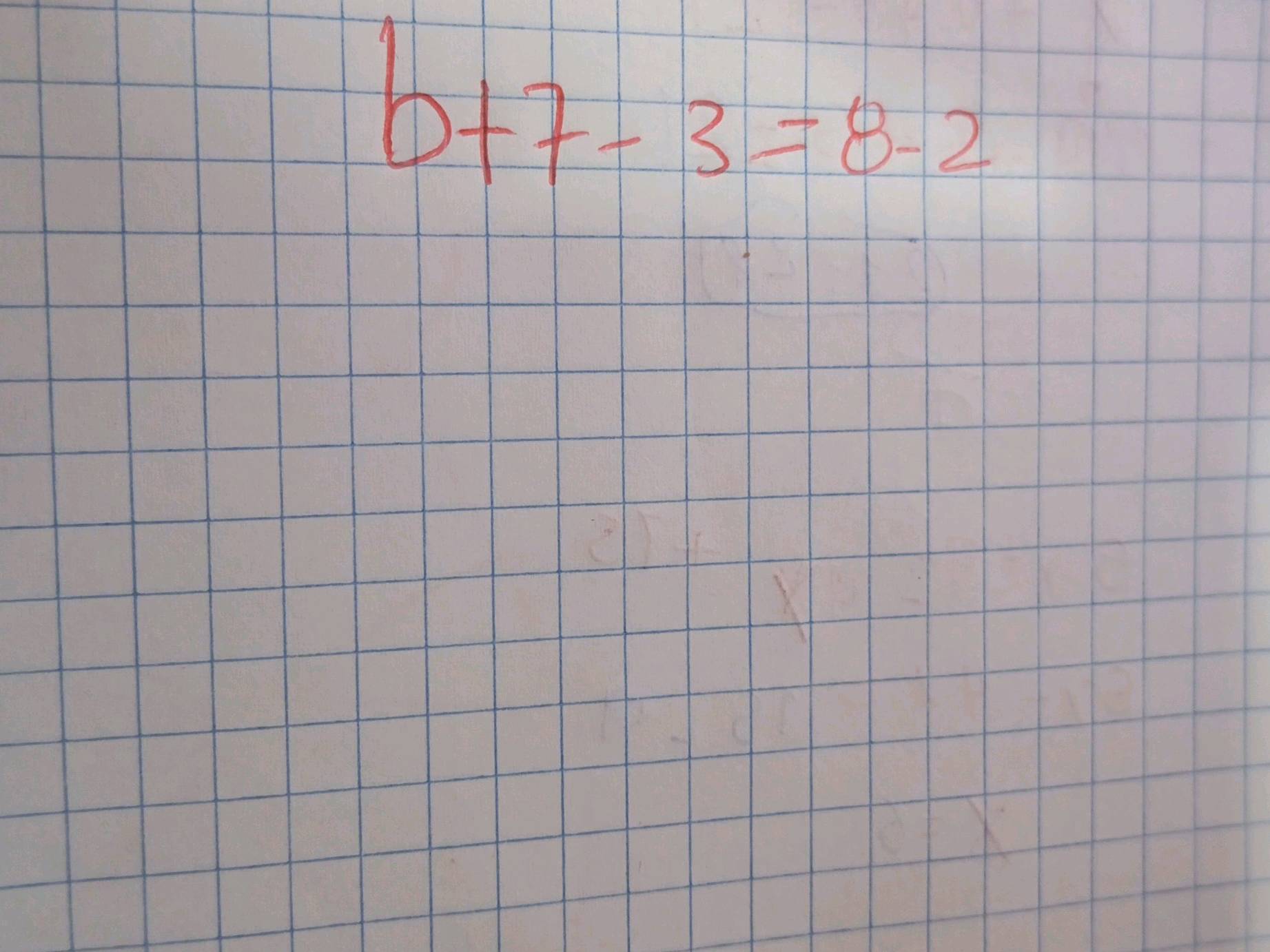 Solve for b: b+7-3=8-2 | StudyX