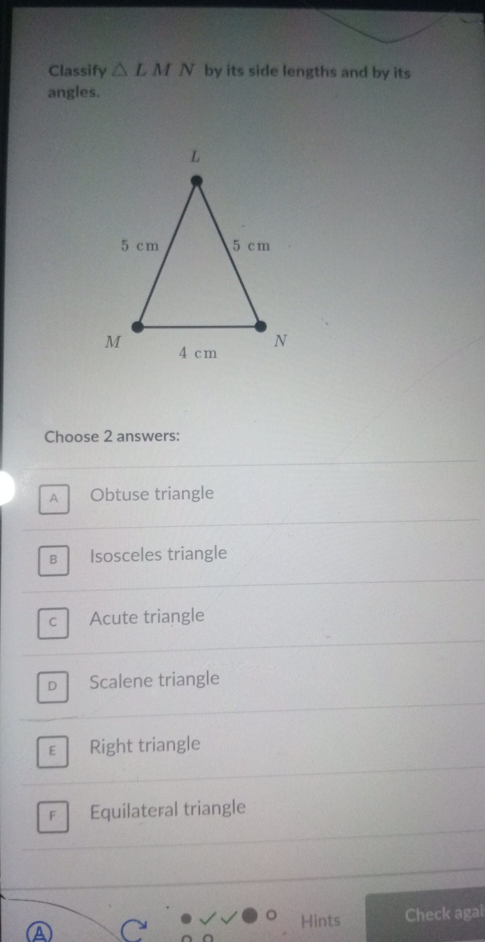 Classify $ LMN$ by its side lengths and by | StudyX