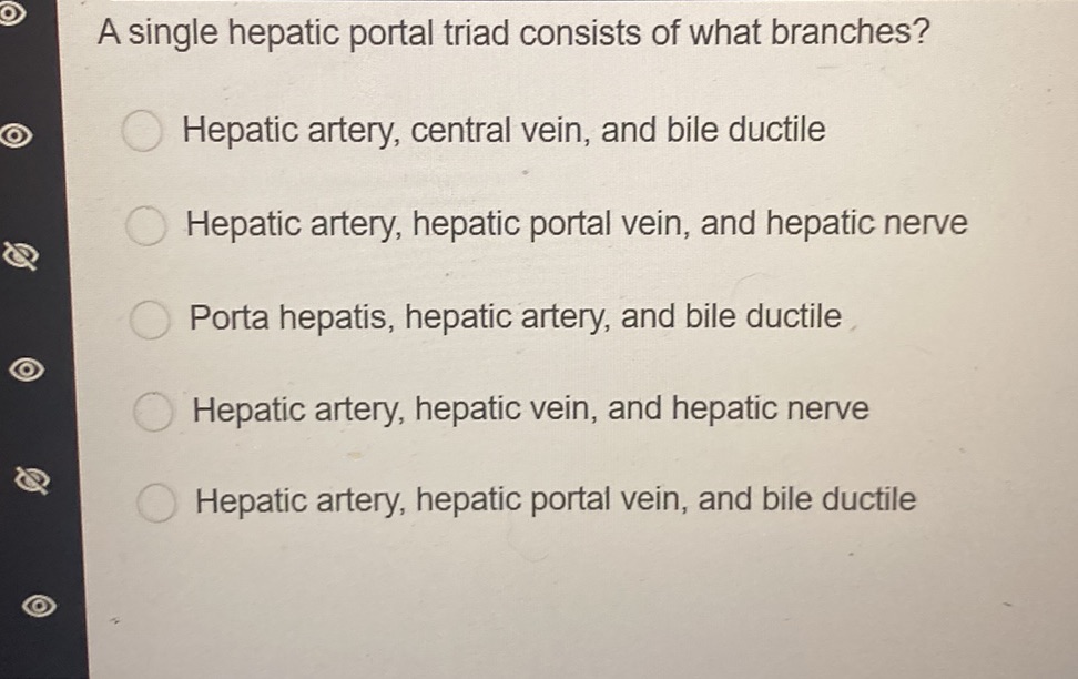 A single hepatic portal triad consists of | StudyX