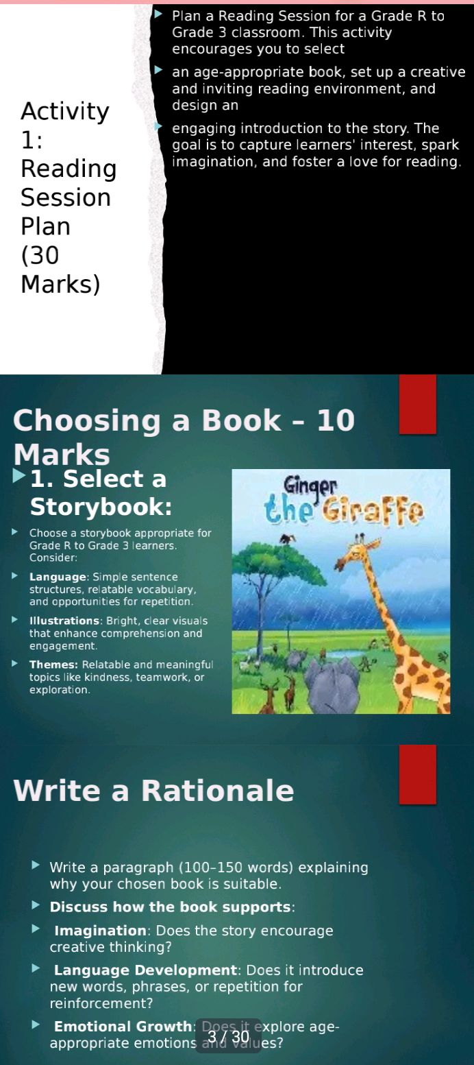 Grade R Reading Observation Plan a Reading Session for a Grade R to | StudyX