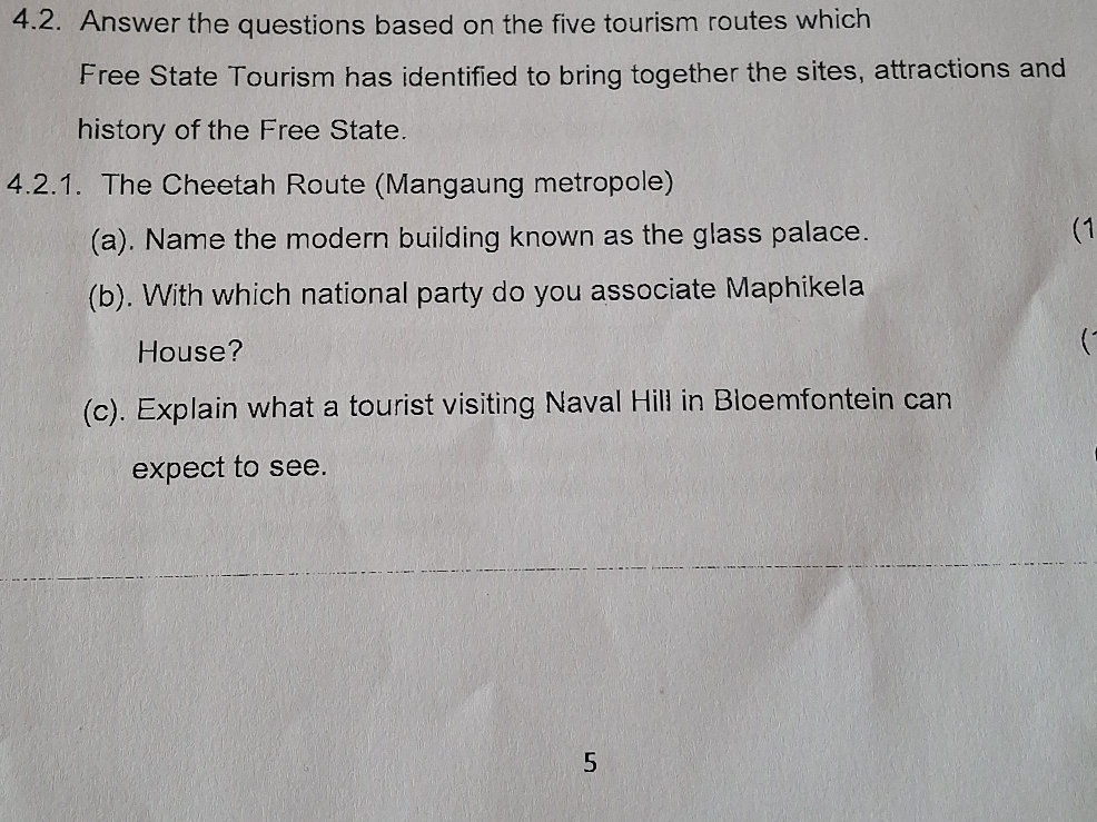 Tourist Direction Questions 4. Answer the questions based on the five | StudyX