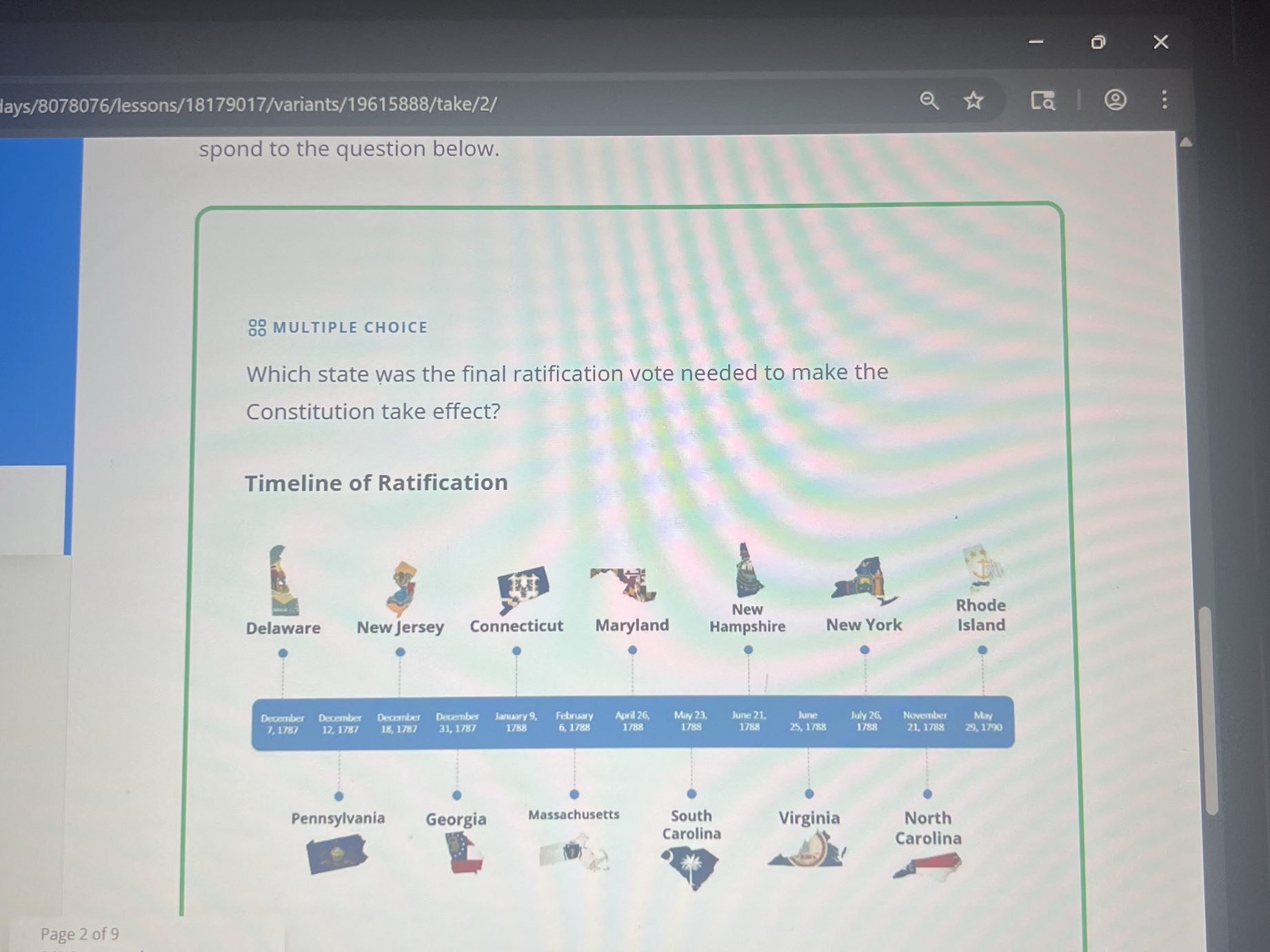 Timeli Ratification Which state was the final ratification vote | StudyX
