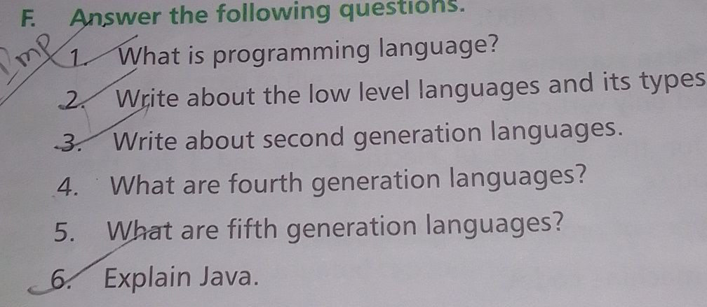 1. What is programming language? 2. Write | StudyX