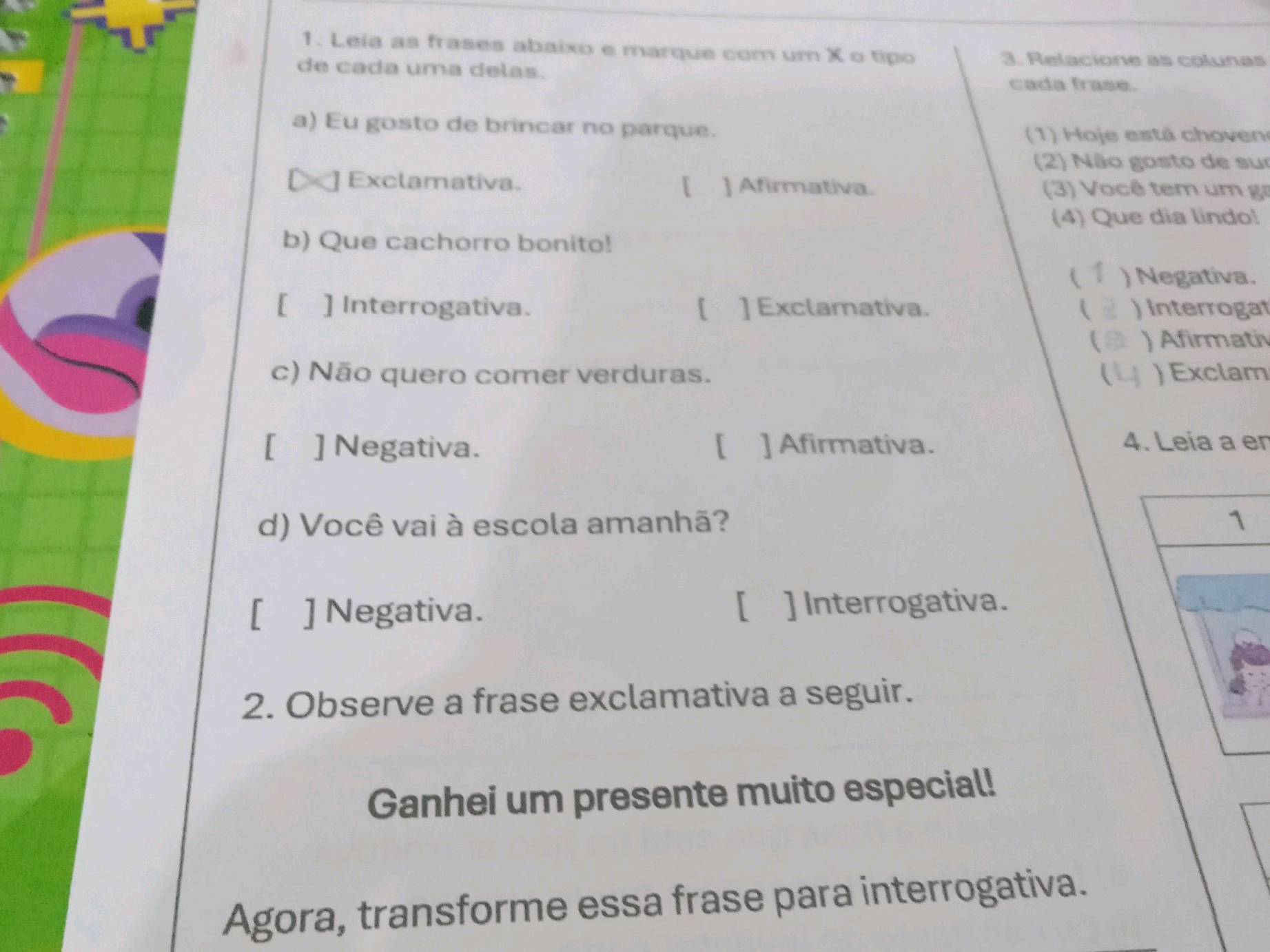 1. Leia as frases abaixo e marque com um X o | StudyX