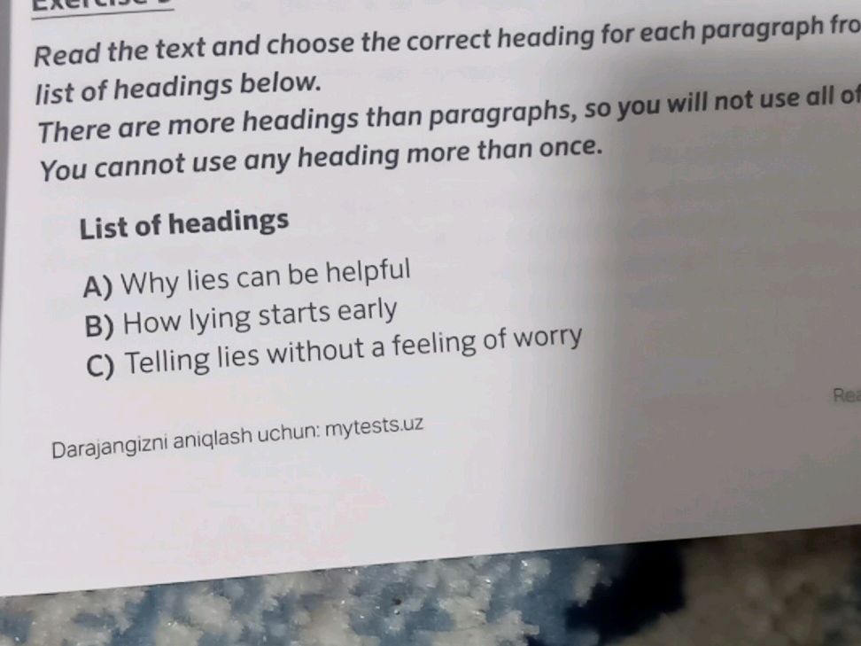 Read the text and choose the correct heading | StudyX