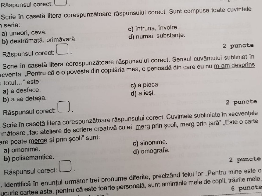 Scrie în casetă litera corespunzătoare | StudyX