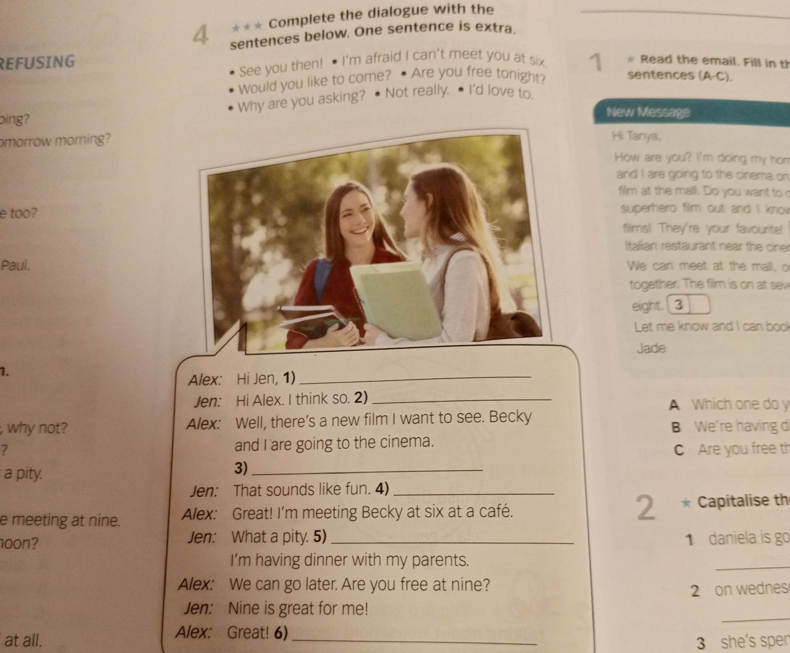 Complete the dialogue with the sentences | StudyX