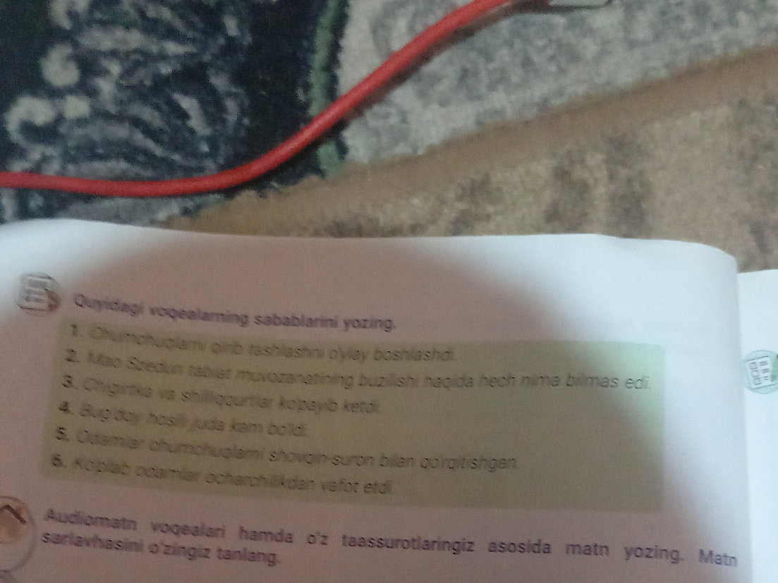 Quyidagi voqealarning sabablarini yozing. | StudyX