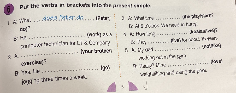 A What does Peter do (Peter/do)? B He StudyX