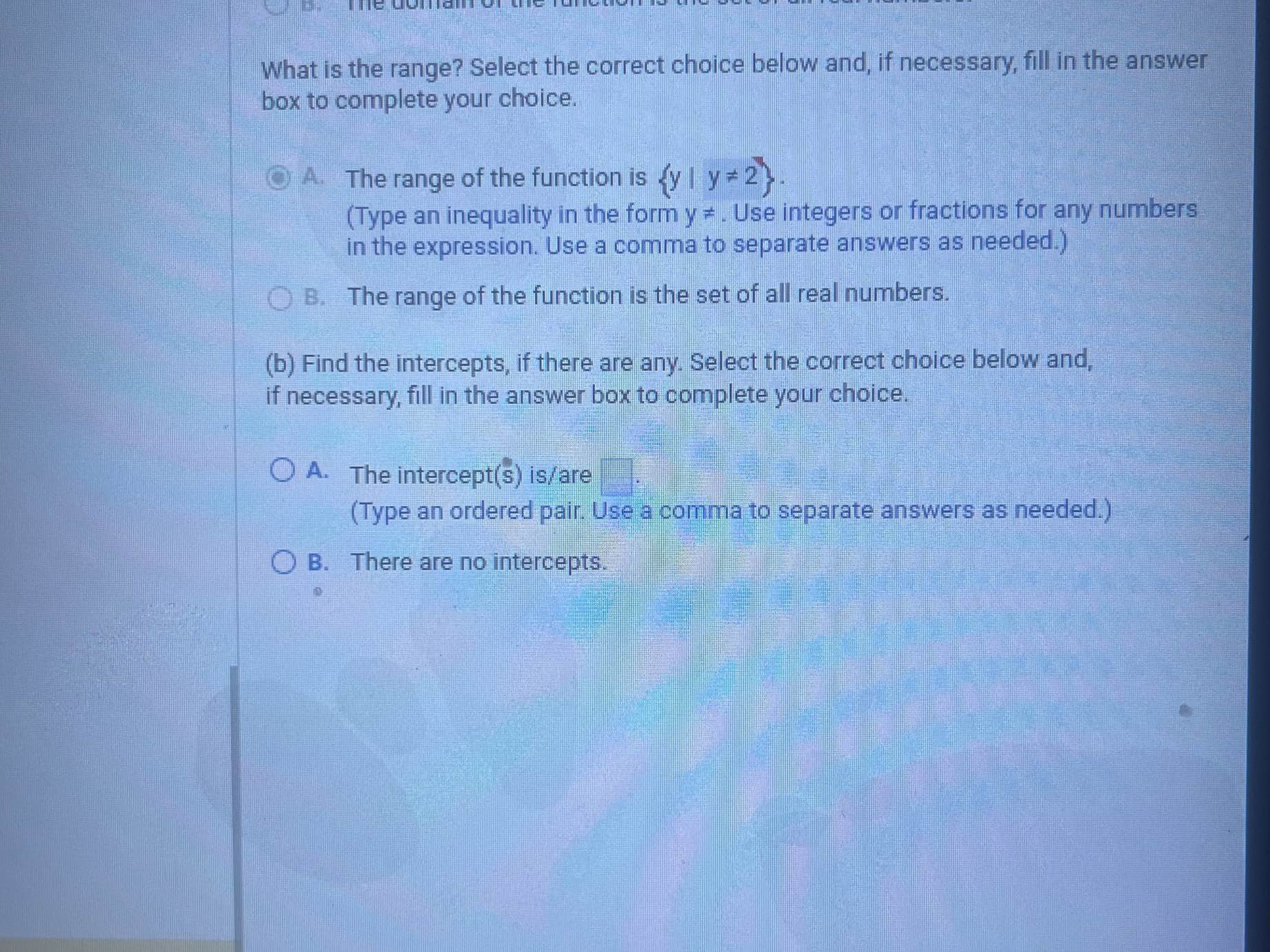What is the range? Select the correct choice | StudyX