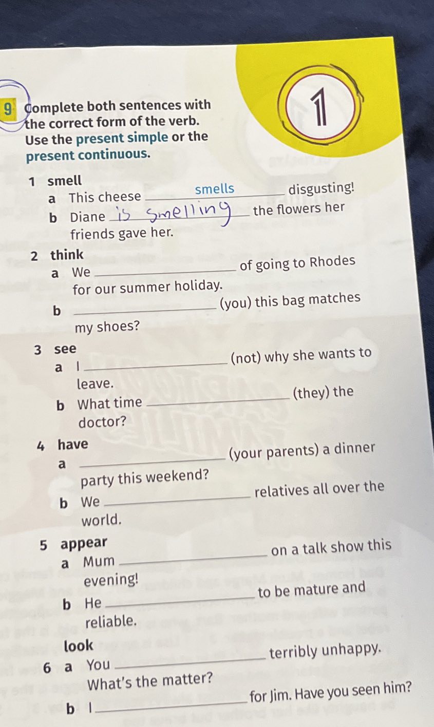 Complete both sentences with the correct | StudyX