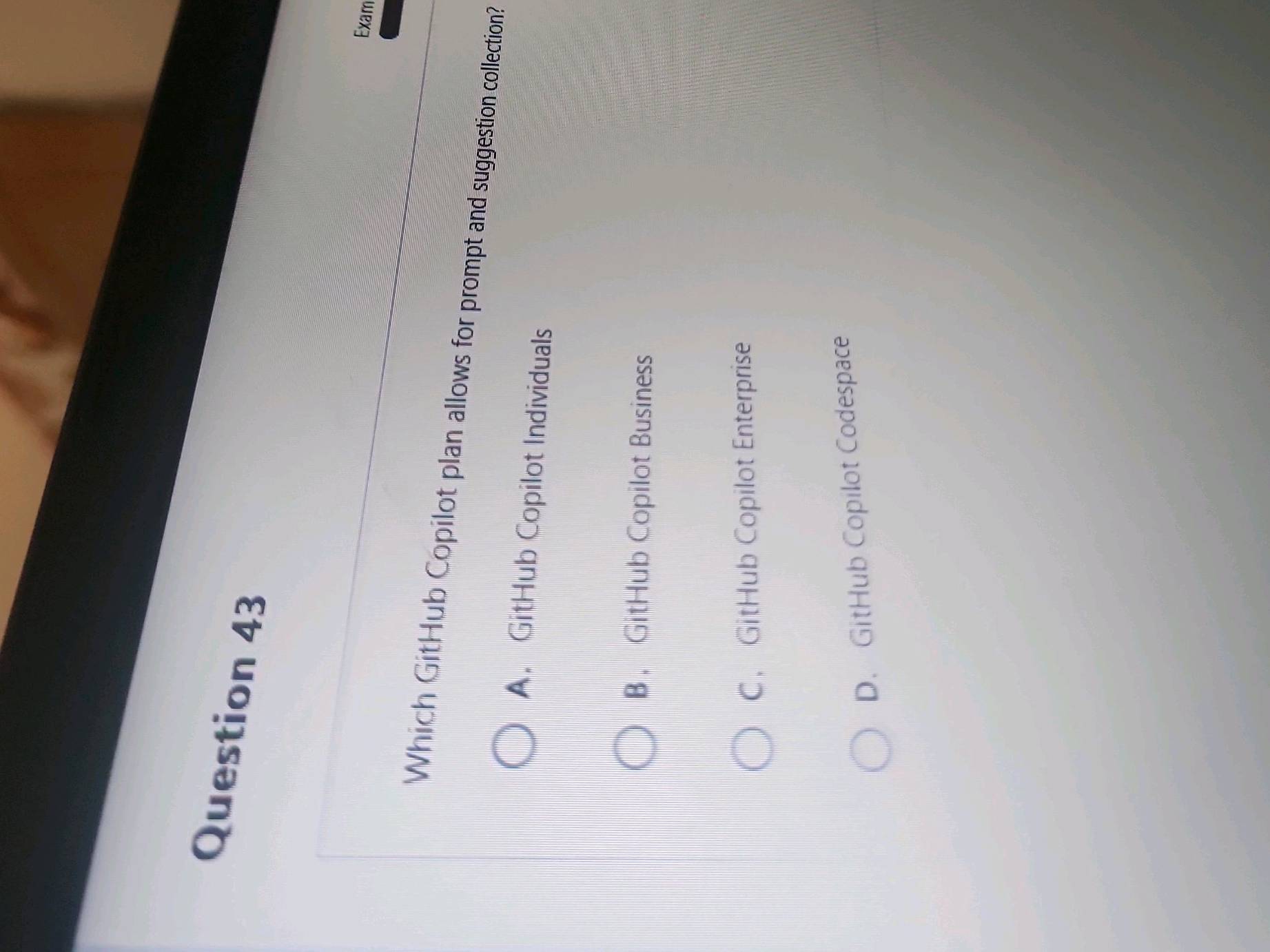 Which GitHub Copilot plan allows for prompt | StudyX