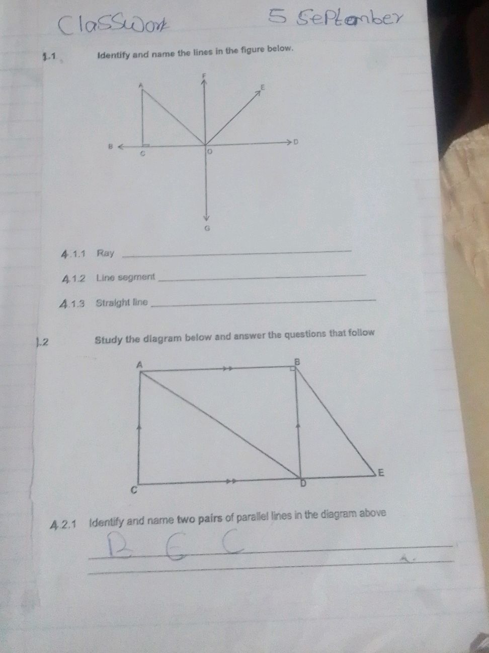 1.1 Identify and name the lines in the | StudyX
