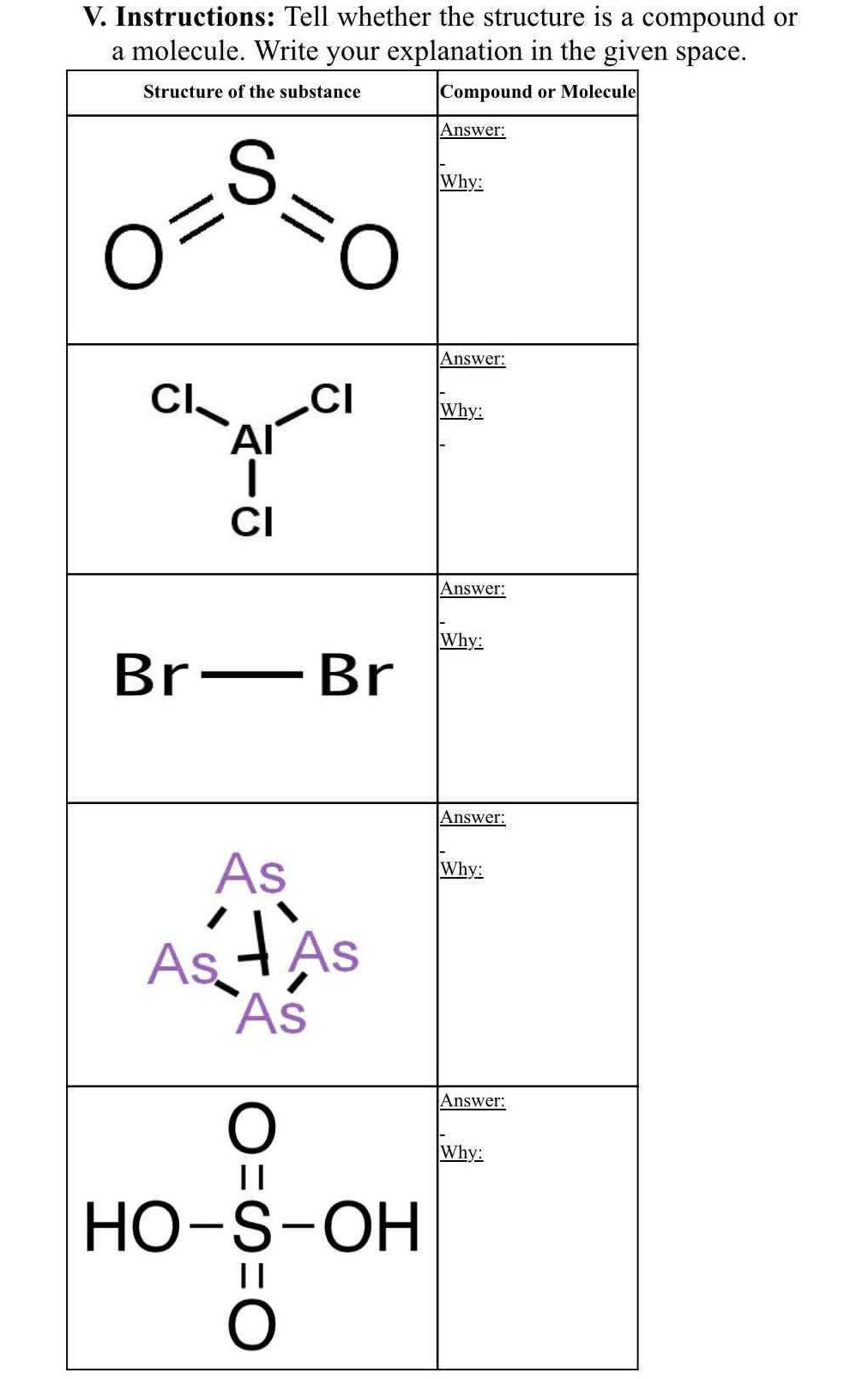 V. Instructions: Tell whether the structure | StudyX