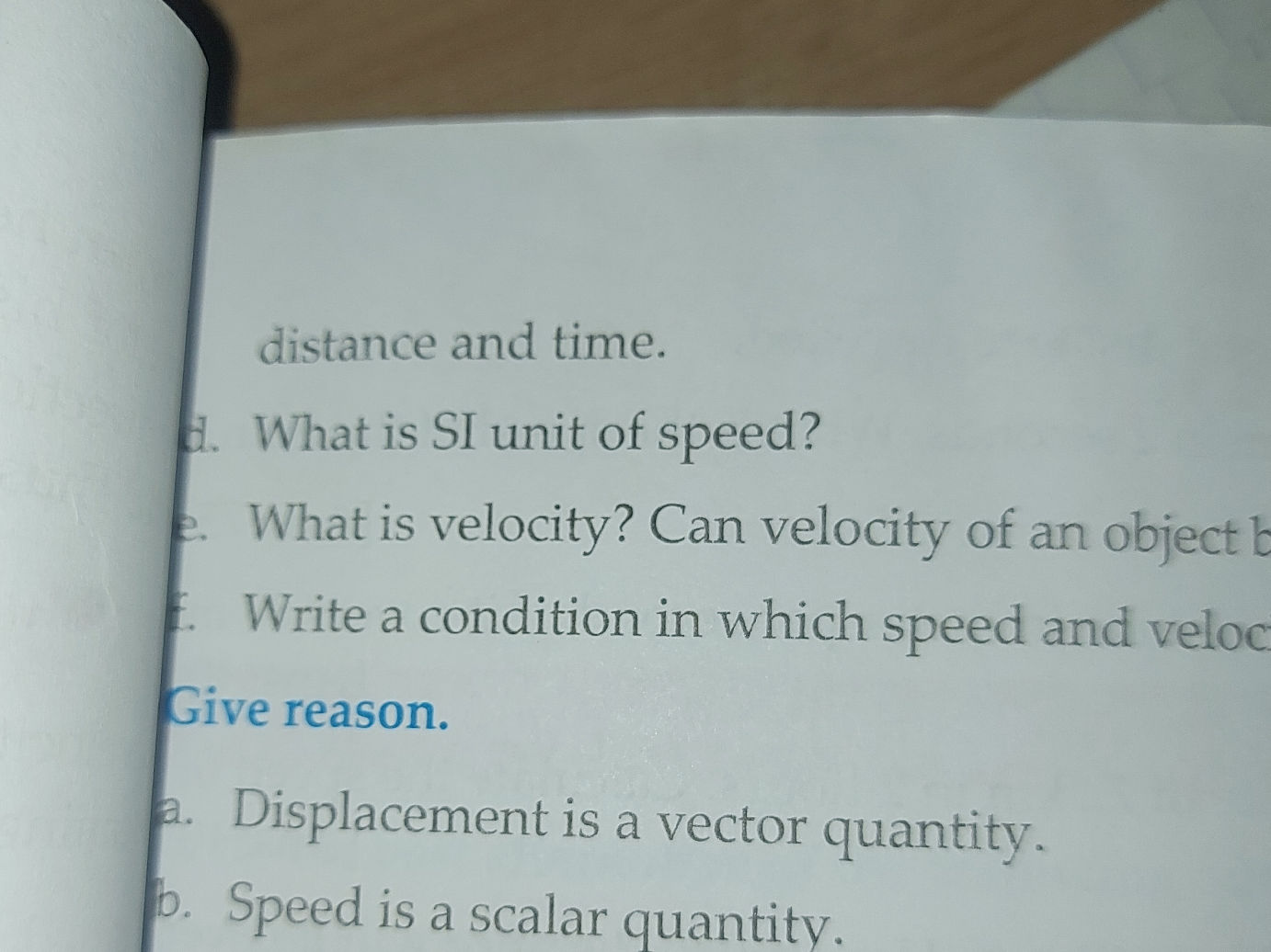 d. What is SI unit of speed? e. What is | StudyX
