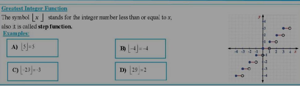 Greatest Integer Function The symbol $ x | StudyX