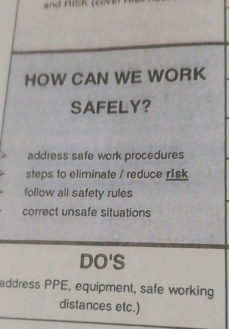 HOW CAN WE WORK SAFELY? address safe work | StudyX