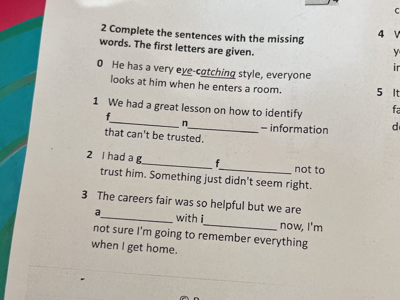 Complete the sentences with the missing | StudyX