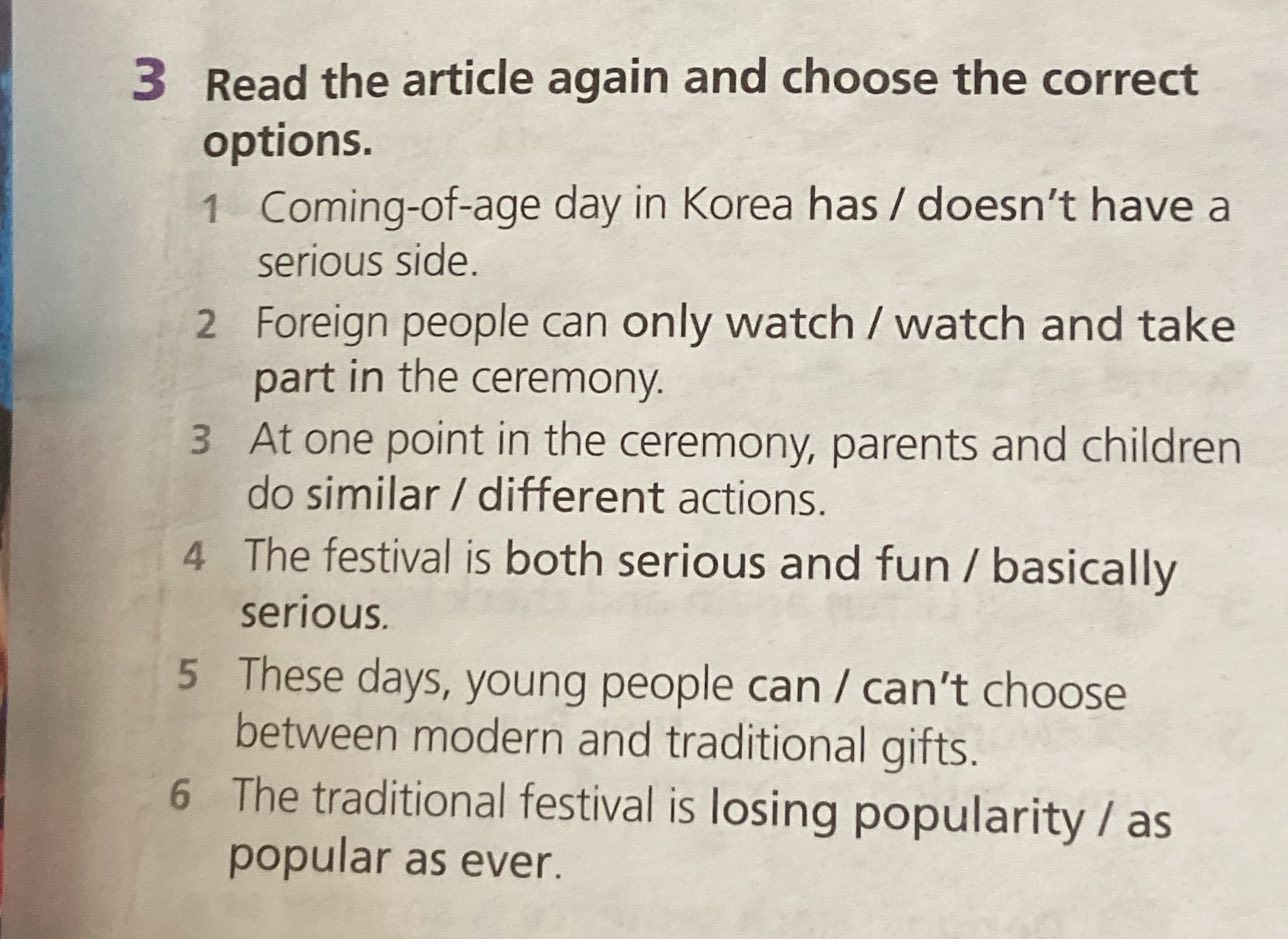 Read the article again and choose the | StudyX
