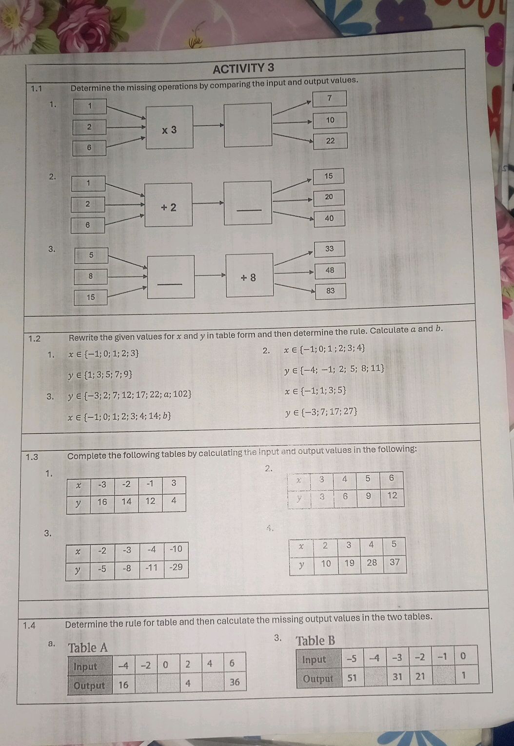 Determine the missing operations by | StudyX