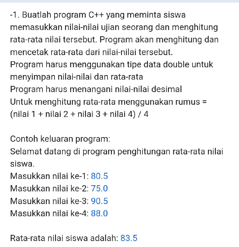 Buatlah program C++ yang meminta siswa | StudyX