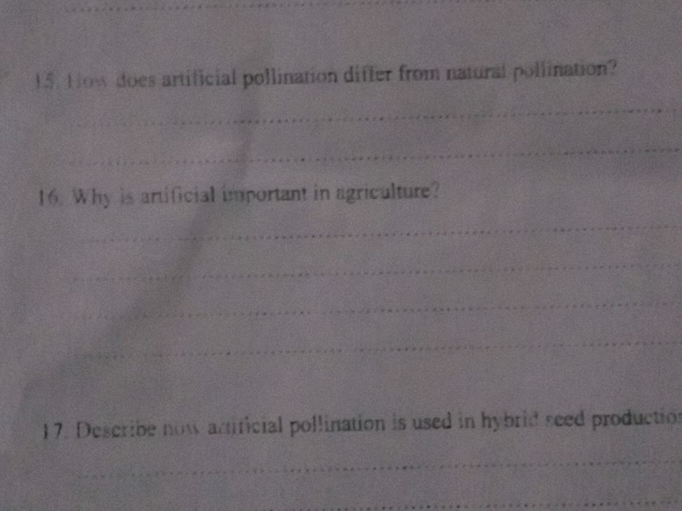 15. How does artificial pollination difler | StudyX