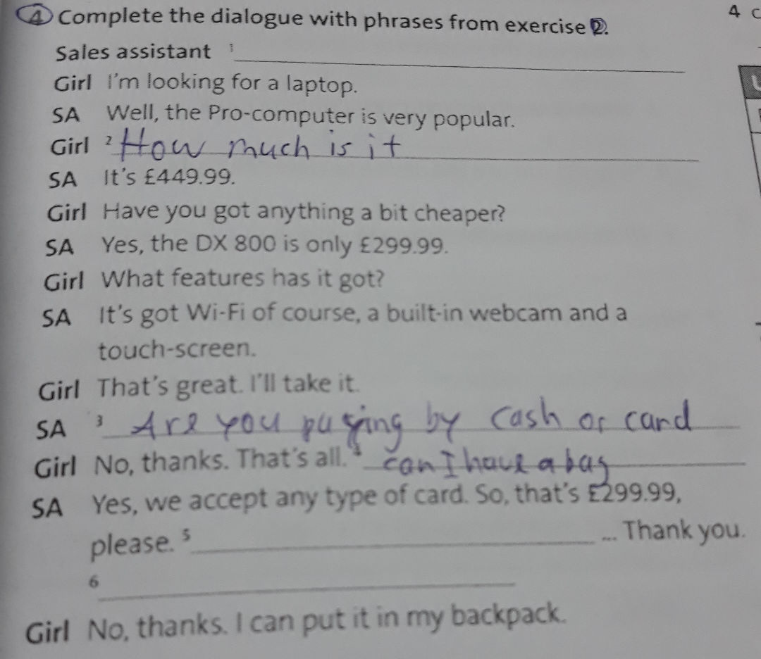 Complete the dialogue with phrases from | StudyX