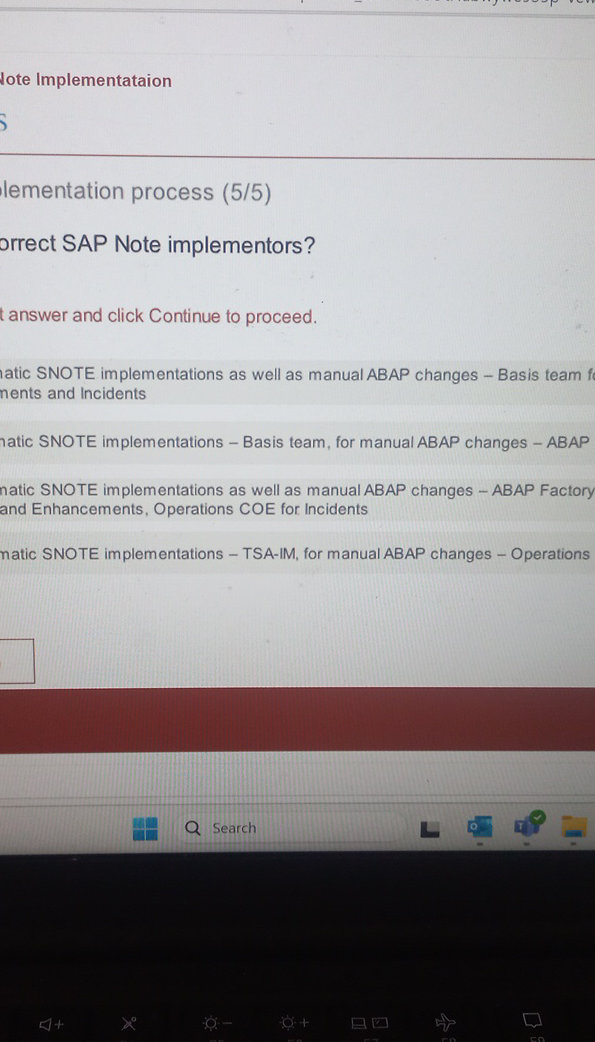 Snote Transactin Which are the correct SAP Note implementors?
