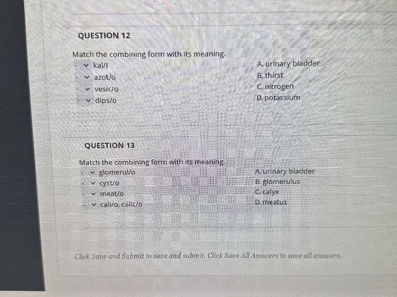 Match the combining form with its meaning. | StudyX
