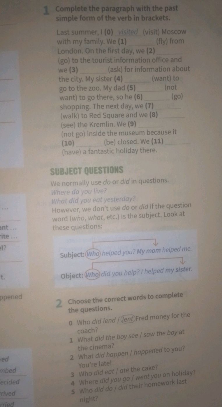 1 Complete the paragraph with the past | StudyX