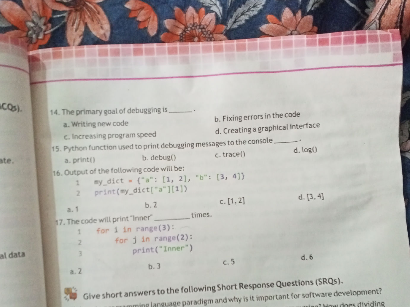 15. Python function used to print debugging | StudyX