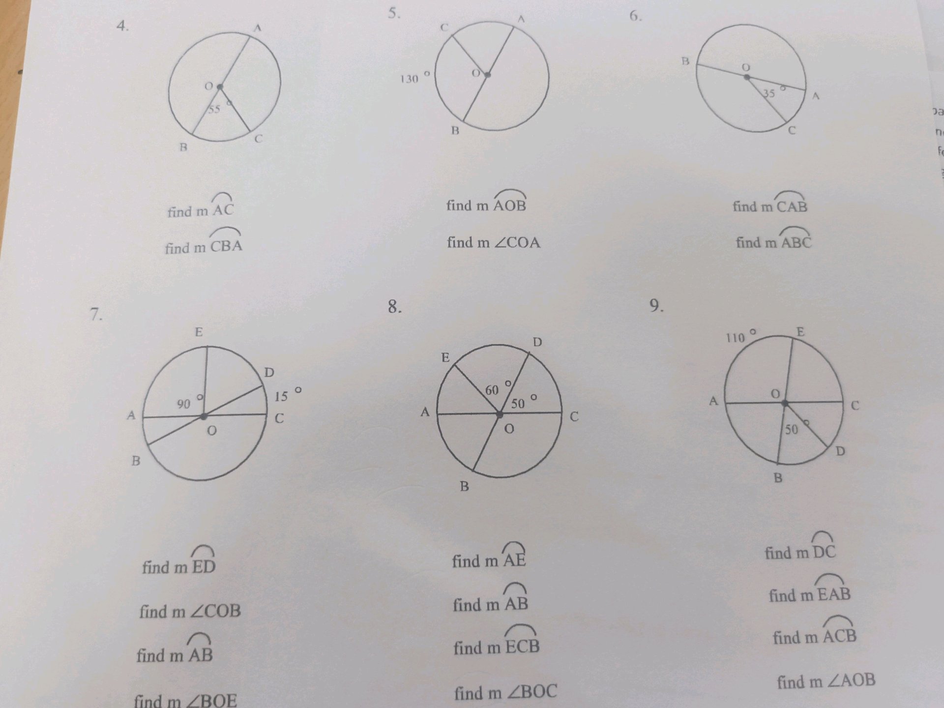 4. find m $ { }{AC}$ find m $ { }{CBA}$ 5. | StudyX