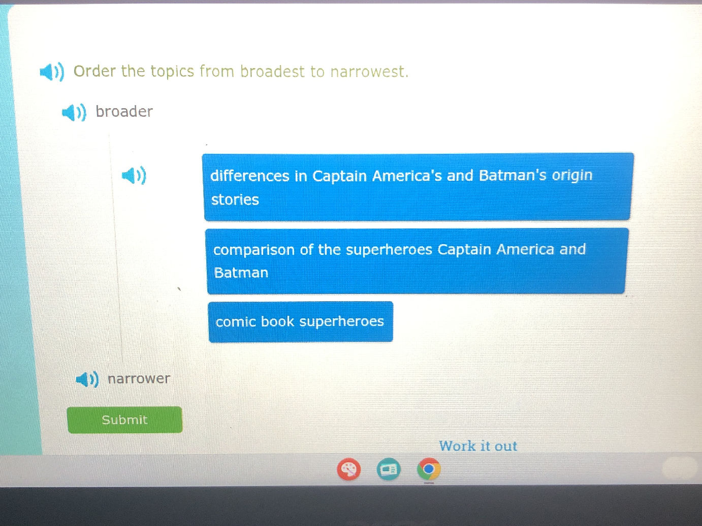 Order the topics from broadest to narrowest. | StudyX