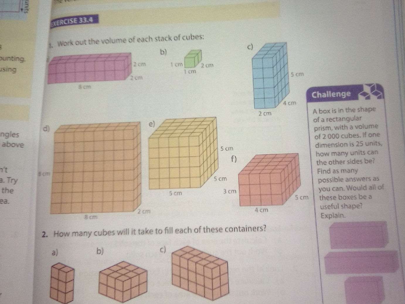 How many cubes will it take to fill each of | StudyX