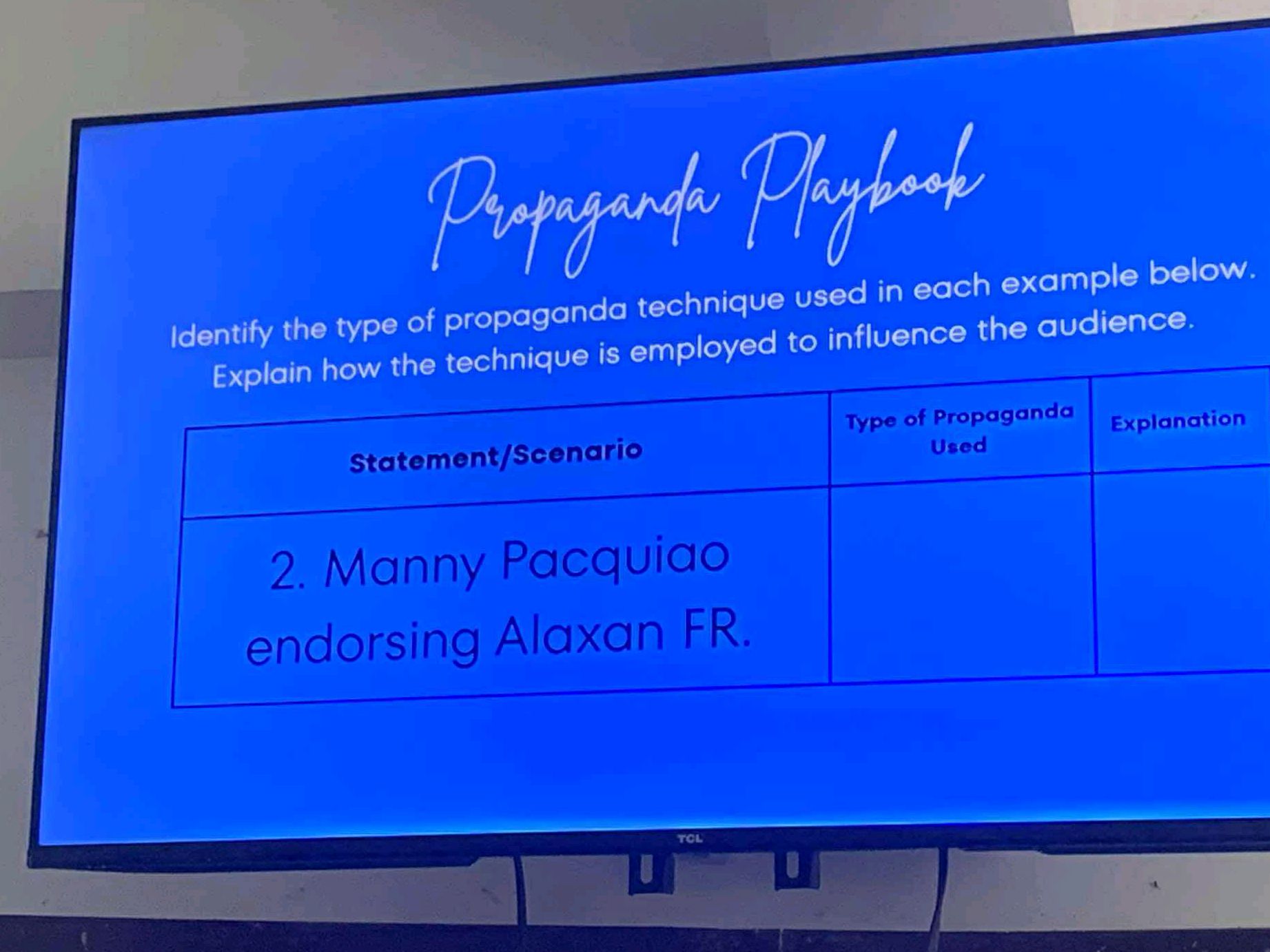 Propanda Example Identify the type of propaganda technique | StudyX